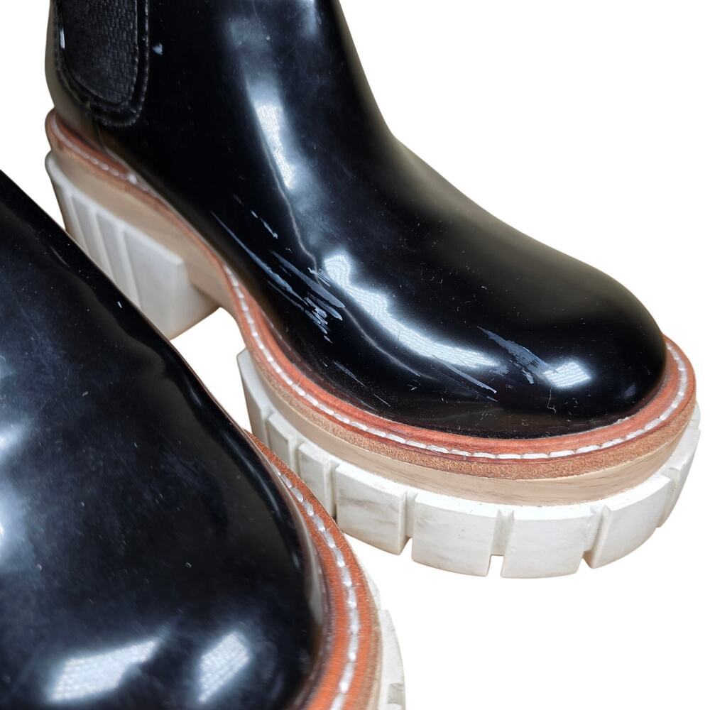 Gianni Bini Ridleigh Black Patent Leather Platform Chunky Lug Sole Boots Sz 6 - Picture 3 of 8